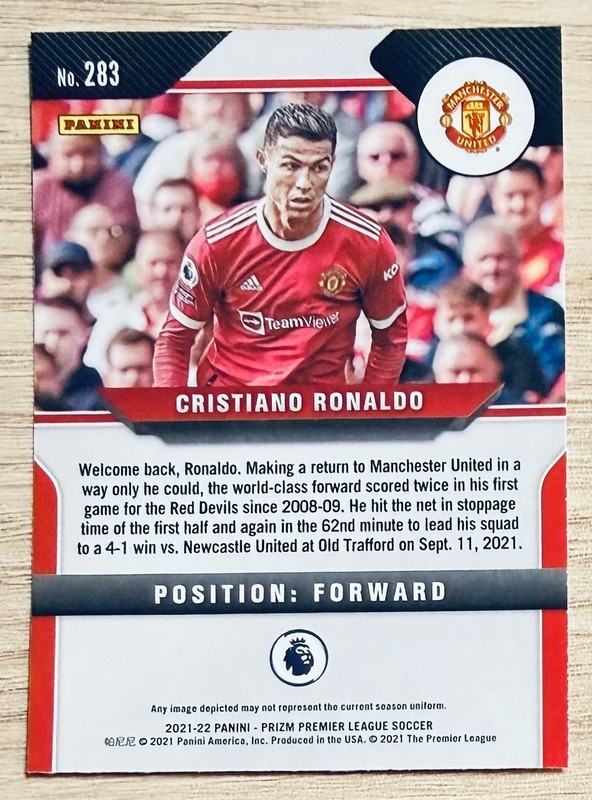 2021-22 Panini Prizm English Premier League Cristiano Ronaldo 283 EPL Man United view 2
