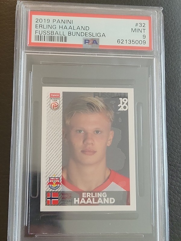 2019 Panini Fussball Erling Haaland RC #32 Sticker PSA 9 Norway Manchester City