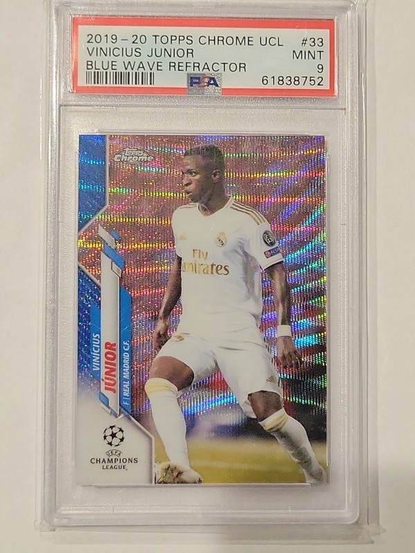 2019-20 Topps Chrome UCL Vinicius Junior Blue Wave PSA 9  /75 RC Brazil