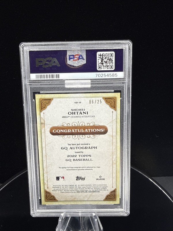 2022 Topps Gypsy Queen Shohei Ohtani Auto /25 PSA Gem MT 10 / Auto 10 MBA Silver view 2