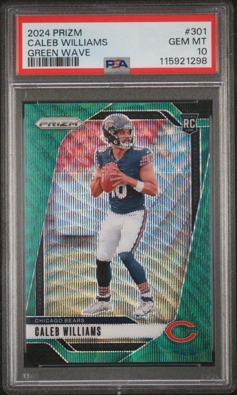 Caleb Williams 2024 Panini Prizm Green Wave RC #301 Rookie Card PSA 10 Bears