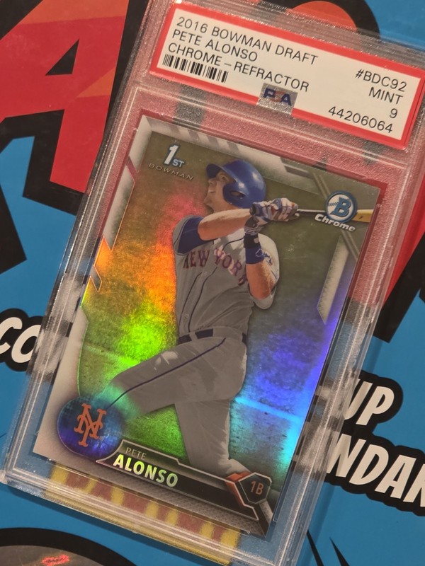 2016 Bowman Draft Pete Alonso 1st Chrome Refractor #BCD-92 PSA 9 Mint Orioles view 2