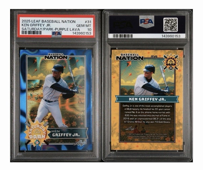 PSA 10 GEM MINT 2025 LEAF BASEBALL PURPLE LAVA KEN GRIFFEY JR /7 POP 1