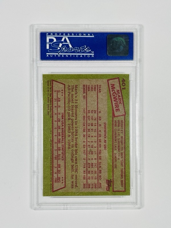 1985 TOPPS MARK MCGWIRE #401 1984 USA BASEBALL TEAM PSA 8 view 2