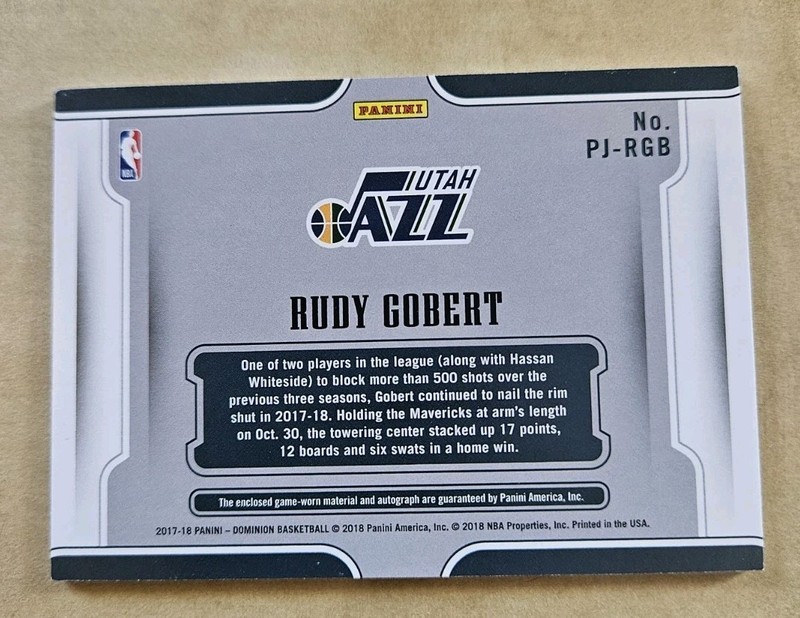Rudy Gobert 2017-18 Panini Dominion Peerless Patch Auto /49  🤩 view 2