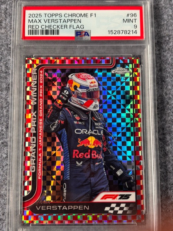 2025 Topps Chrome Max Verstappen Red Checker Flag Japan 1/5 PSA 9 #96