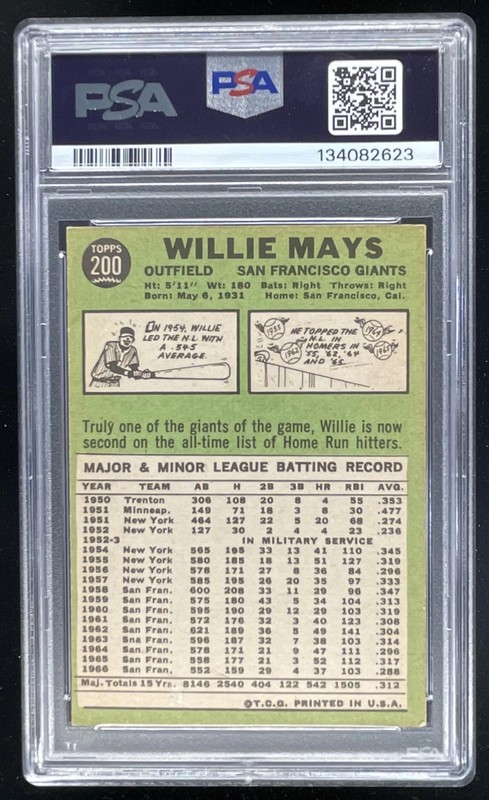 1967 Topps #200 Willie Mays PSA 3 view 2