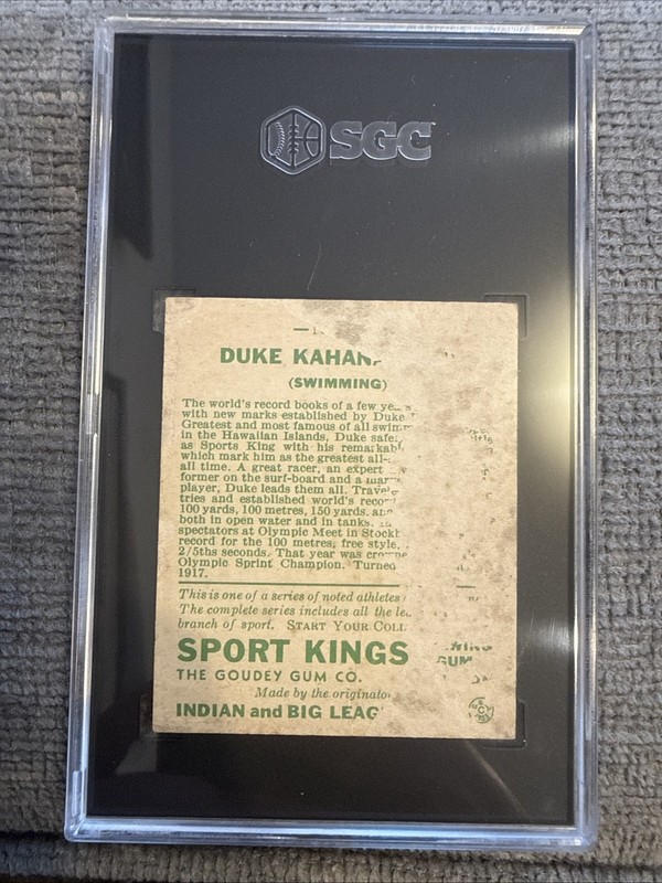 1933 Goudey Gum Sport Kings #20 DUKE KAHANAMOKU SGC 1 Swimming Vintage Prewar view 2