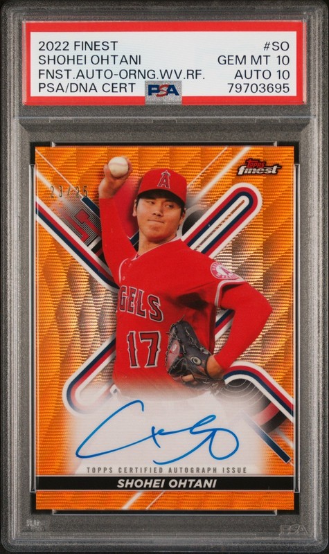 2022 TOPPS FINEST FINEST AUTOS #SO SHOHEI OHTANI /25 PSA 10 AUTO 10 PSA 20 Pop 2