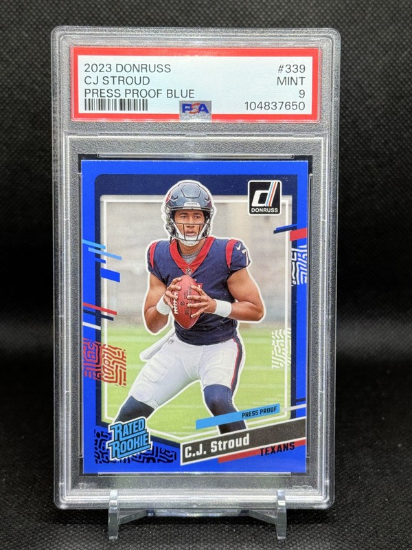 2023 Panini Donruss - Rated Rookie C.J. Stroud #339 Press Proof Blue (RC) PSA 9 view 1