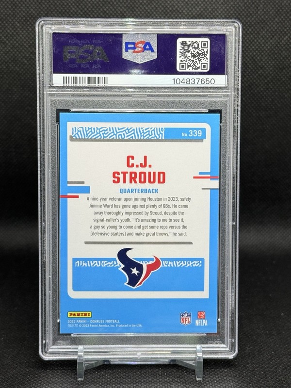 2023 Panini Donruss - Rated Rookie C.J. Stroud #339 Press Proof Blue (RC) PSA 9 view 2