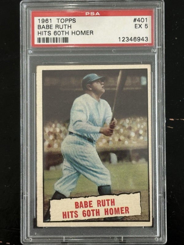 1961 Topps #401 Babe Ruth Hits 60th Homer Yankees HOF PSA 5 EX