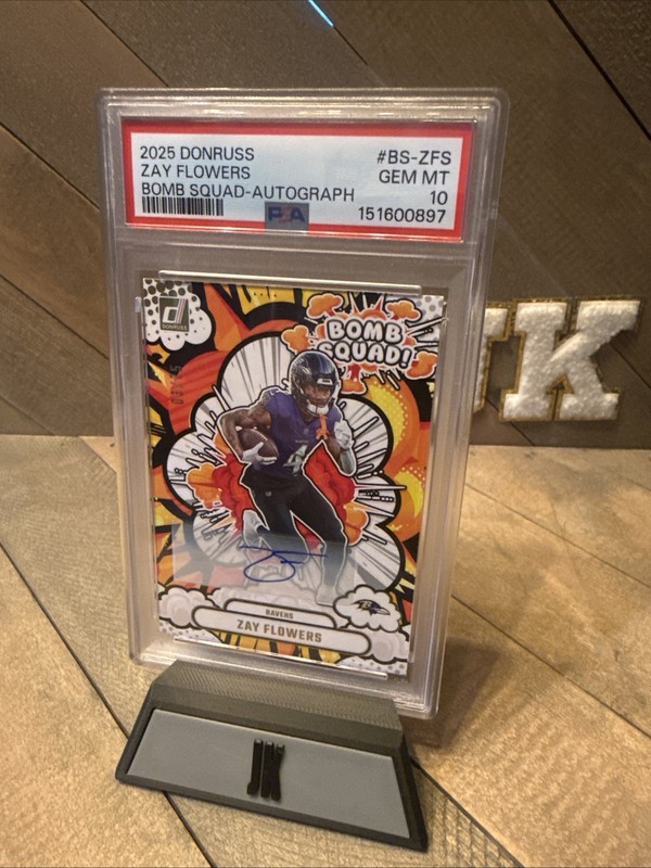 2025 Donruss Zay Flowers Bomb Squad Autograph /75 PSA 10 Baltimore Ravens