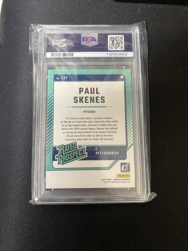 2024 Donruss Paul Skenes #131 Red and Green Laser Rookie PSA 9 LOT view 2