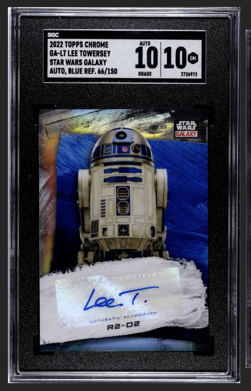 2022 Topps Chrome Ga-LT Lee Towersey Star Wars Galaxy Auto Blue Refractor 66/150