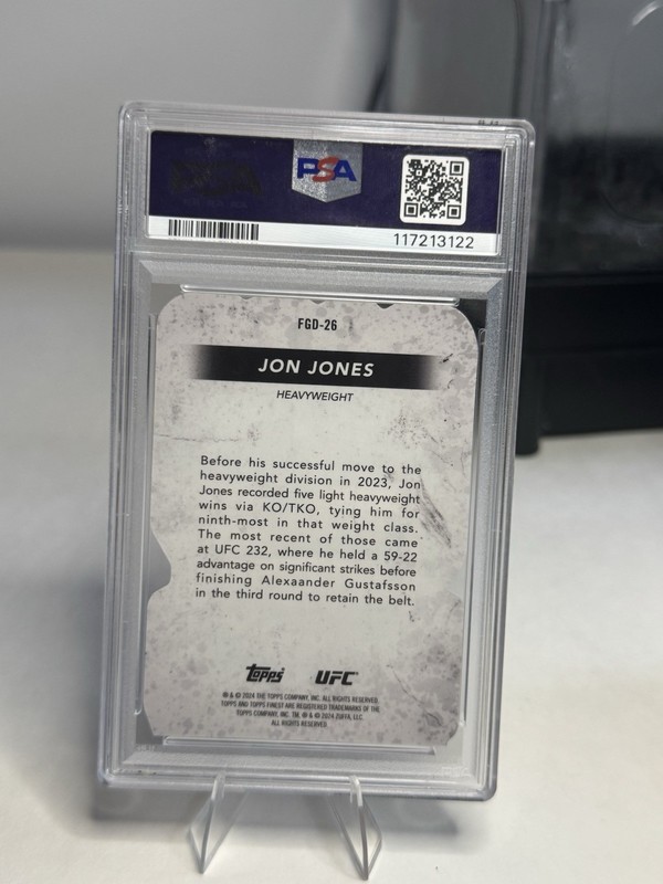2024 Finest UFC Jon Jones Fight Glove Die-Cut #FGD-26 PSA 8 view 2