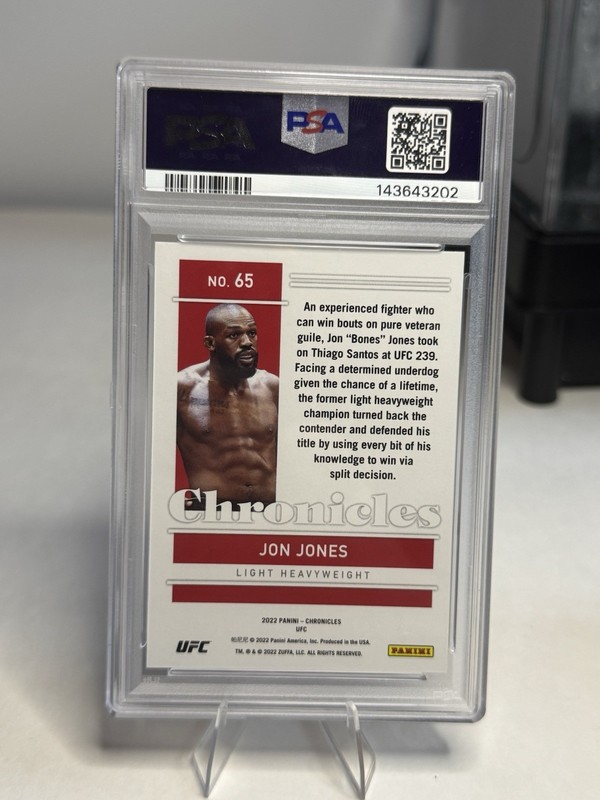 2022 Panini Chronicles UFC GREEN  91/99 Jon Jones #65 PSA 8 view 2