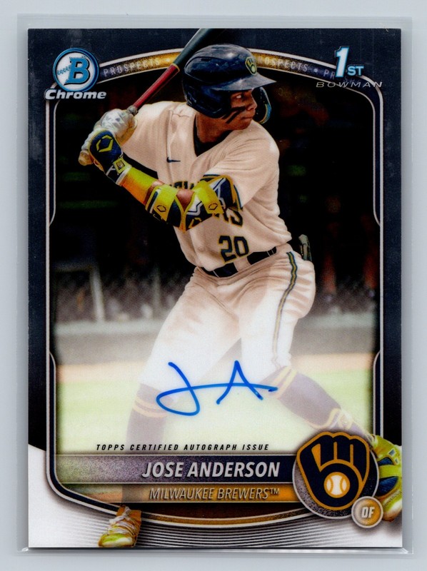 Jose Anderson 2025 Bowman Chrome 1st Auto #CPA-JA Brewers