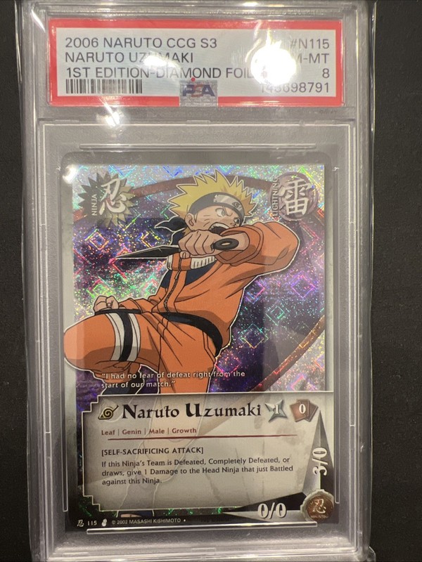 2006 Naruto CCG S3 NARUTO UZUMAKI 1ST EDITION-DIAMOND FOIL PSA 8 NM-MT