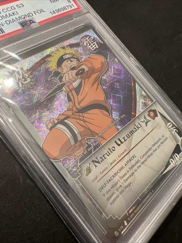 2006 Naruto CCG S3 NARUTO UZUMAKI 1ST EDITION-DIAMOND FOIL PSA 8 NM-MT view 2