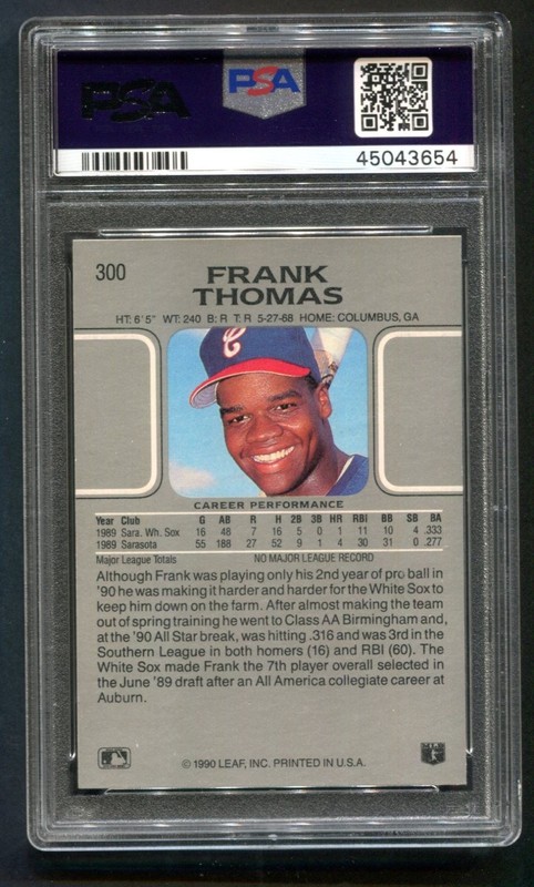 1990 Leaf Frank Thomas RC #300 PSA 10 GEM MINT HOF 💎 view 2