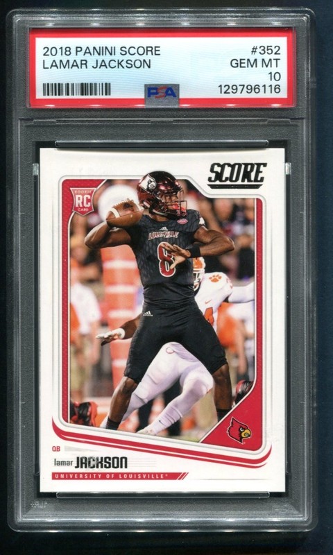 2018 Panini Score Lamar Jackson RC #352 PSA 10 GEM MINT 💎 view 2