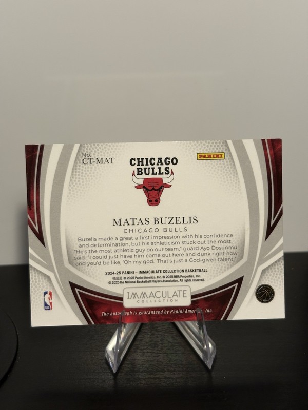 Panini Immaculate 2024-25 Clutch Time CT-MAT Matas Buzelis RC Auto /99 view 2