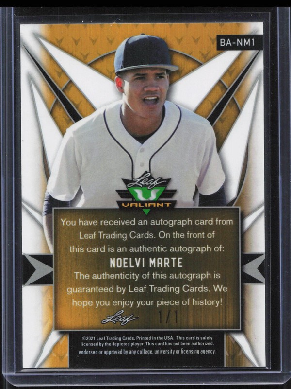 2021 Leaf Valiant #BA-NM1 Noelvi Marte Orange Auto #1/1 view 2