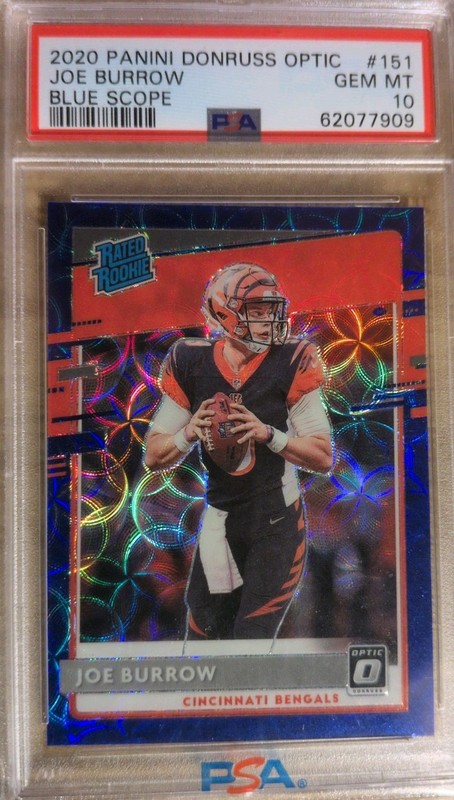 2020 Panini Donruss Optic - Rated Rookies Joe Burrow #151 Blue Scope Prizm (RC)