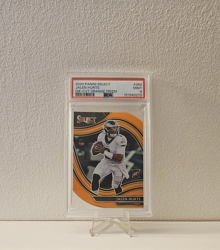 Jalen Hurts 2020 Panini Select Rookie Die-Cut Orange Prizm Graded PSA Mint 9 RC
