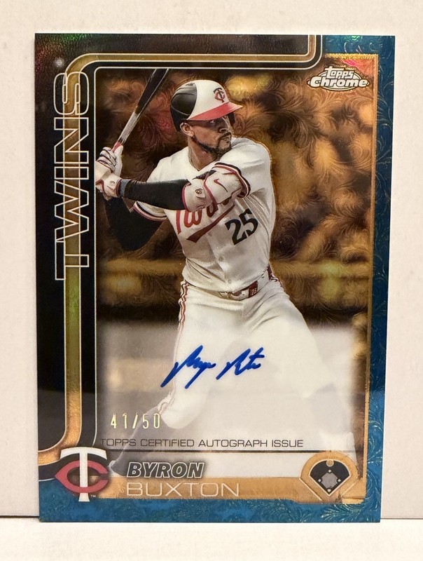 2025 Topps Chrome GILDED# CGA-BB BYRON BUXTON Chrome Blue/Gold AUTO /50 view 1