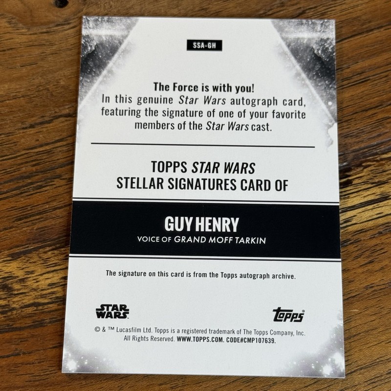 Guy Henry Grand Moff Tarkin 2025 Topps Star Wars Smugglers Outpost Stellar AUTO view 2