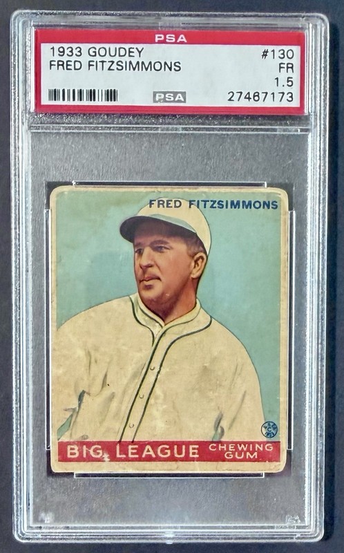 1933 Goudey Fred Fitzsimmons #130 PSA 1.5 Fair -  New York Giants