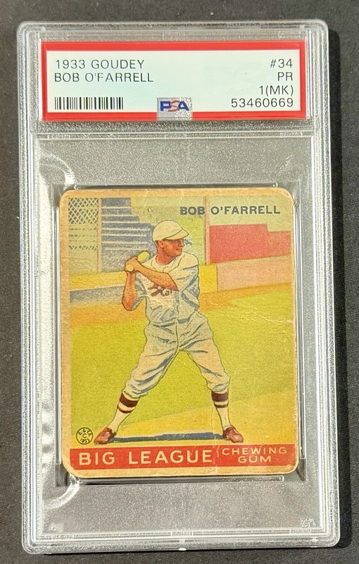 1933 Goudey Bob O'Farrell #34 PSA 1 (MK) - Poor - St. Louis Cardinals view 1