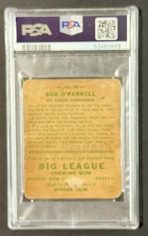 1933 Goudey Bob O'Farrell #34 PSA 1 (MK) - Poor - St. Louis Cardinals view 2