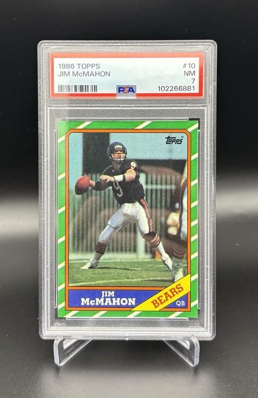 1986 Topps NFL Football Jim McMahon #10 Vintage Card, Amazing QB PSA 7