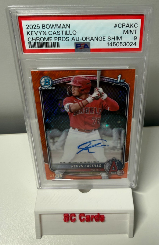 Kevyn Castillo 2025 Bowman Chrome 1st Orange Shimmer Refractor Auto /25 PSA 9