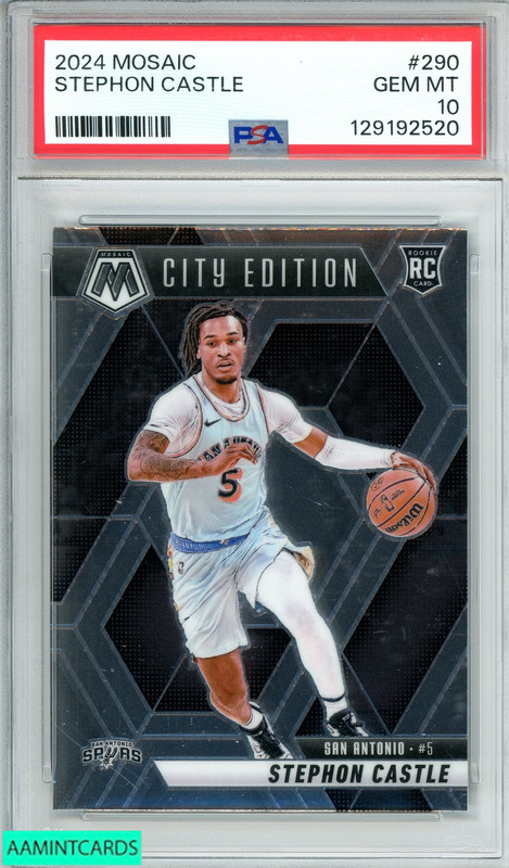 2024 PANINI MOSAIC STEPHON CASTLE #290 SAN ANTONIO SPURS RC PSA 10 GEM MT