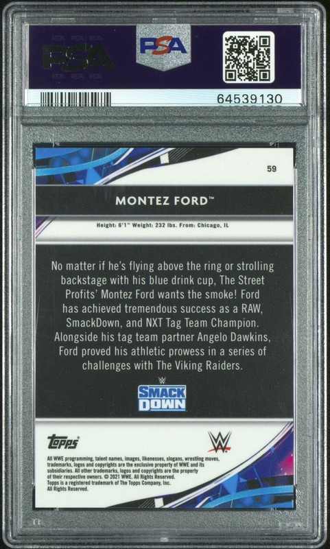 2021 WWE Topps Finest Montez Ford Superfractor 1/1 PSA 9 view 2