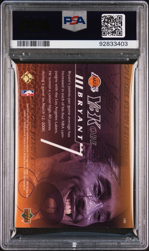 2000 Upper Deck Kobe Bryant Exclusives Gold /100 #188 PSA 7 Mamba view 2