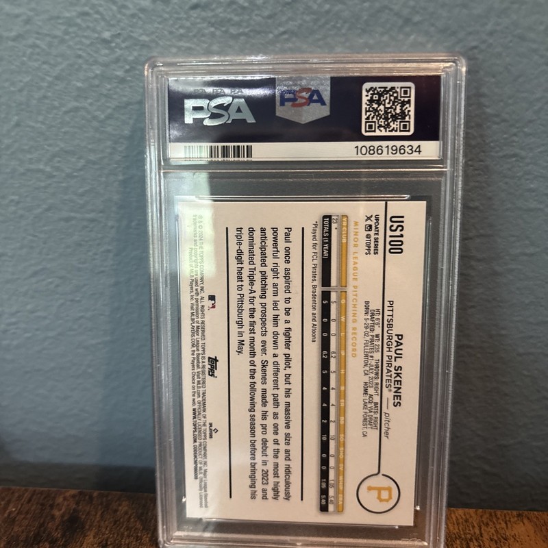 🔥2024 Topps Update Paul Skenes US100 Rookie PSA 9 Pittsburgh Pirates🔥 view 2