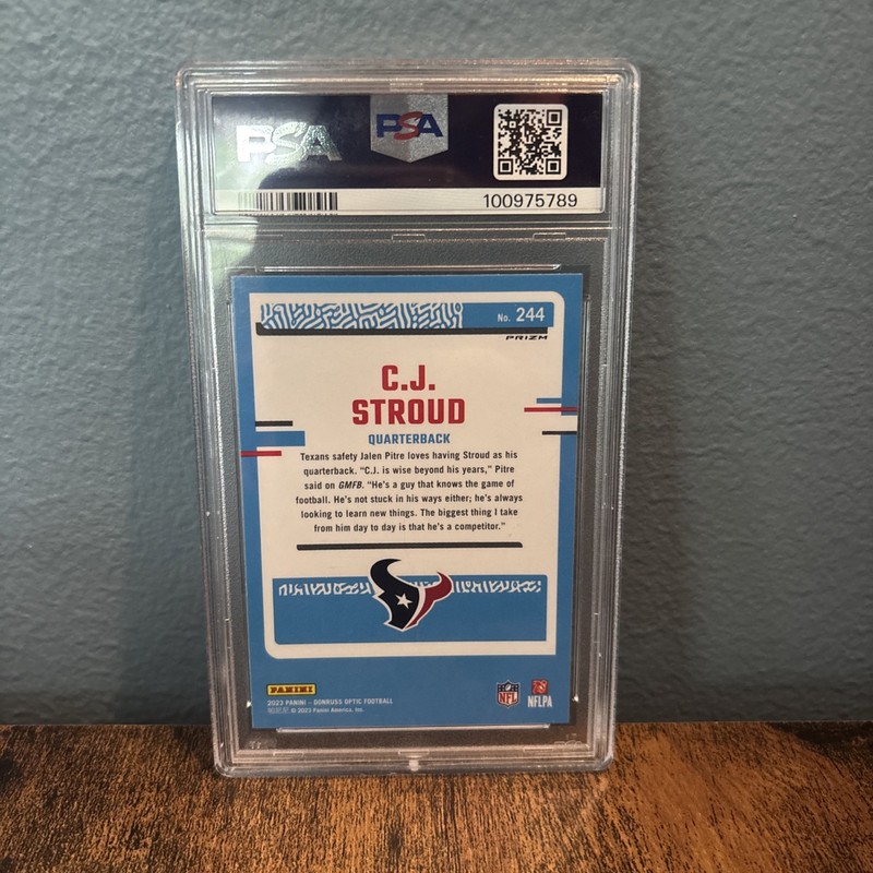 2023 Panini Donruss Optic  C.J. Stroud Purple Shock Prizm PSA 10 view 2
