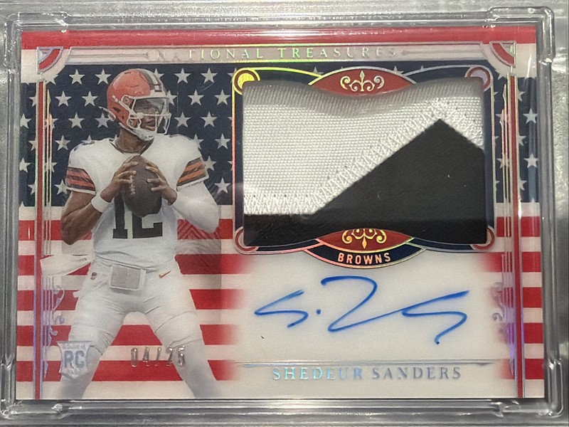 2025 National Treasures Stars Stripes Shedeur Sanders RC PATCH AUTO /25 PSA 9 🔥 view 2