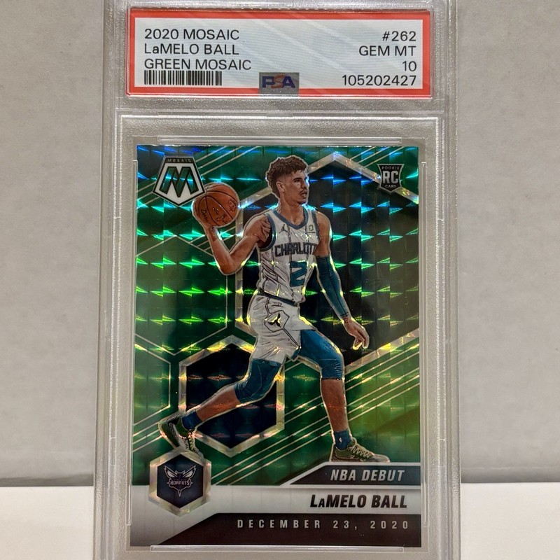 LaMelo Ball RC PSA 10 Panini Mosaic NBA Debut #262 Green Mosaic Hornets Rookie