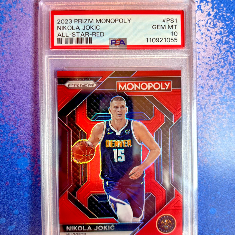 Nikola Jokic Prizm PSA 10 #d/99 2023 Monopoly #PS1 All Star Red Parallel Nuggets