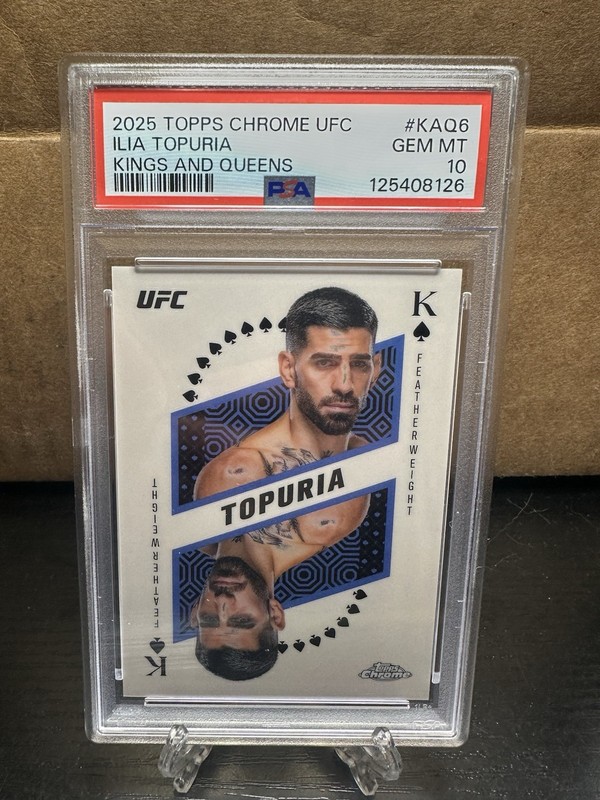 2025 Topps Chrome UFC Ilia Topuria Kings And Queens SSP Case Hit PSA 10