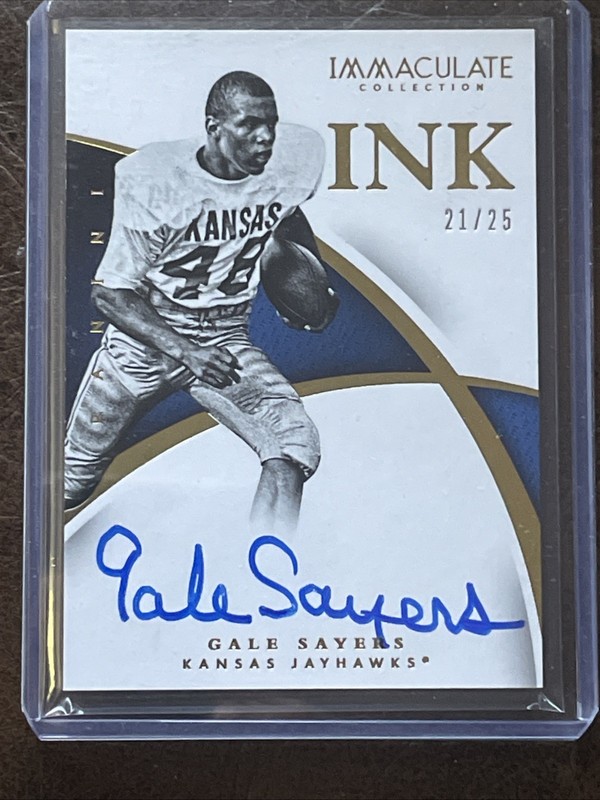 2015 Panini Immaculate Ink Gale Sayers #38 /25 Collegiate Kansas On Card Auto