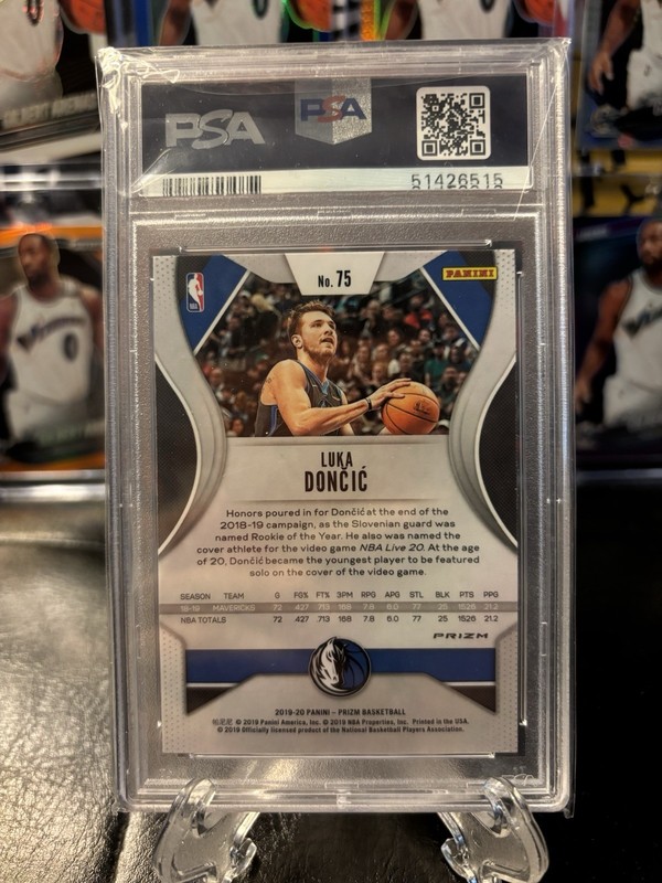2019 Panini Prizm Luka Doncic Green Prizm PSA 9 - Dallas Mavericks/LA Lakers view 2