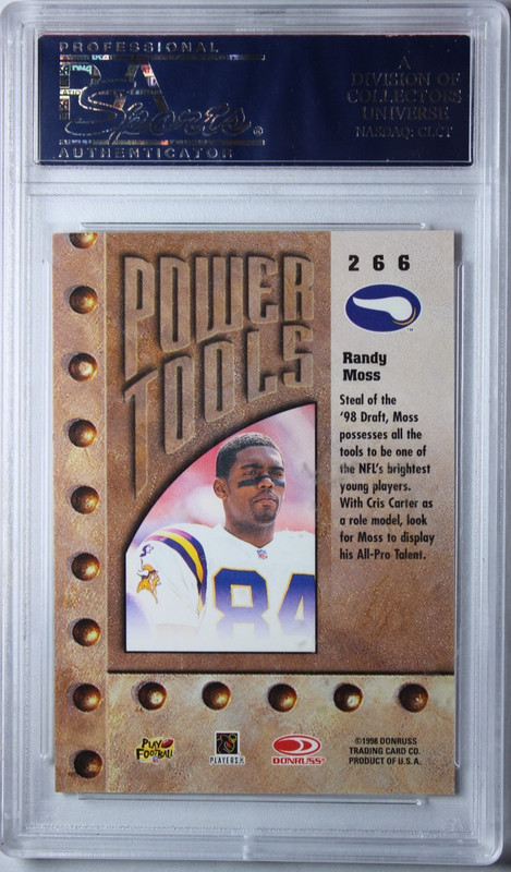 1998 Leaf Rookies & Stars Randy Moss ROOKIE Card #266 RC PSA 10 view 2