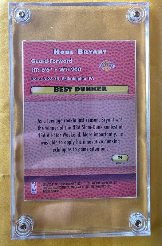 1997-98 Bowman's Best Kobe Bryant Techniques REFRACTOR #T4 RARE Lakers view 2